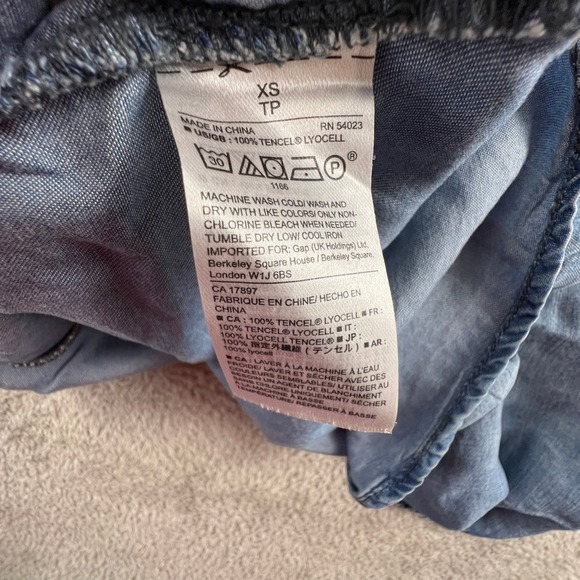 Gap Chambray Women's Dress Extra Small Sleeveless Henley Tencel Denim Casual - Picture 10 of 12